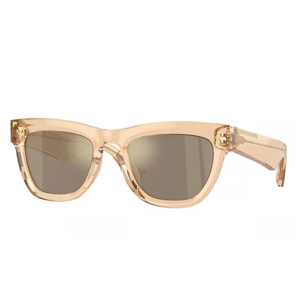 Burberry Sunglasses Square Full Rim, Transparent Brown Frame and Light Brown